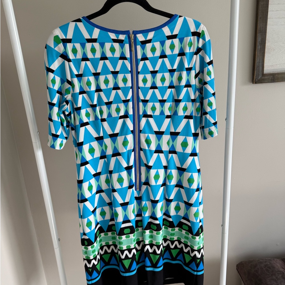 Eliza J Blue, Aqua & Black Graphic Shift Dress - Picture 3 of 7